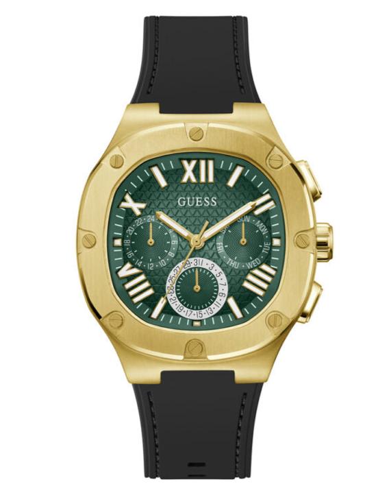Guess Headliner Multifunction Green Dial Black Silicone Strap Watch For Men - GW0571G3 Buy Now By Guess