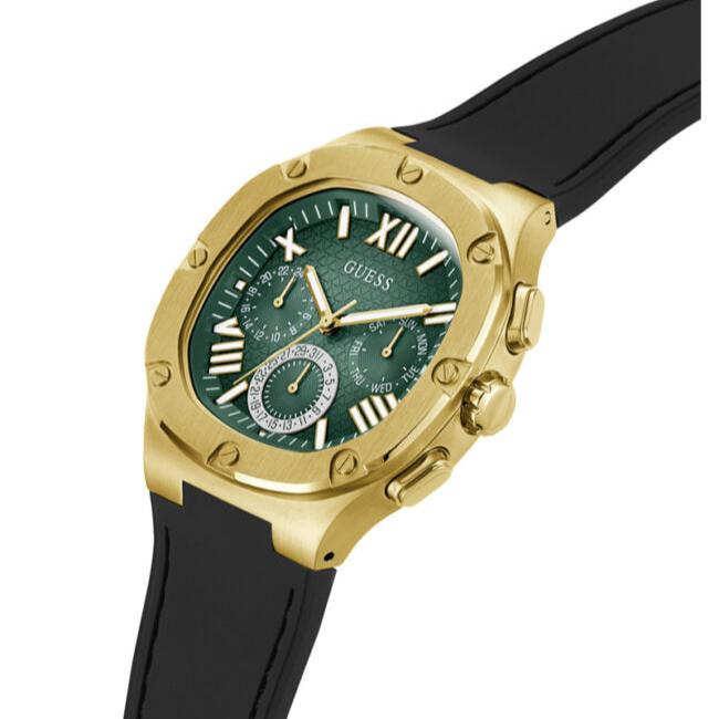 Guess Headliner Multifunction Green Dial Black Silicone Strap Watch For Men - GW0571G3 Buy Now By Guess