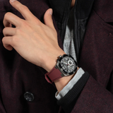 Guess Headline Multifunction Grey Dial Burgundy Silicone Strap Watch For Men - GW0571G4 Buy Now By Guess