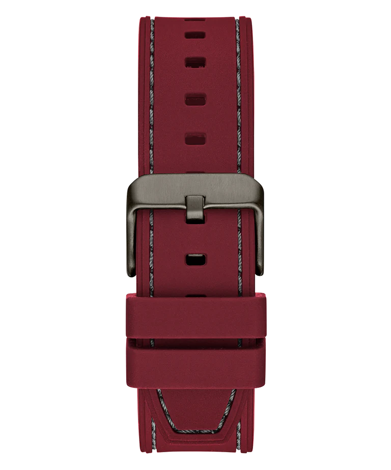 Guess Headline Multifunction Grey Dial Burgundy Silicone Strap Watch For Men - GW0571G4 Buy Now By Guess