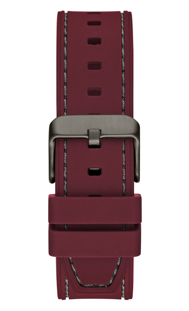 Guess Headline Multifunction Grey Dial Burgundy Silicone Strap Watch For Men - GW0571G4 Buy Now By Guess