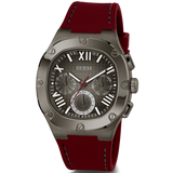 Guess Headline Multifunction Grey Dial Burgundy Silicone Strap Watch For Men - GW0571G4 Buy Now By Guess