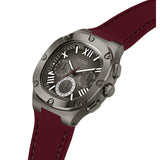 Guess Headline Multifunction Grey Dial Burgundy Silicone Strap Watch For Men - GW0571G4 Buy Now By Guess