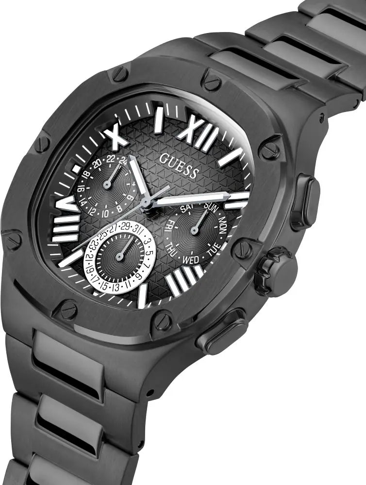 Guess Headliner Multifunction Black Dial Black Steel Strap Watch For Men - GW0572G3 Buy Now By Guess