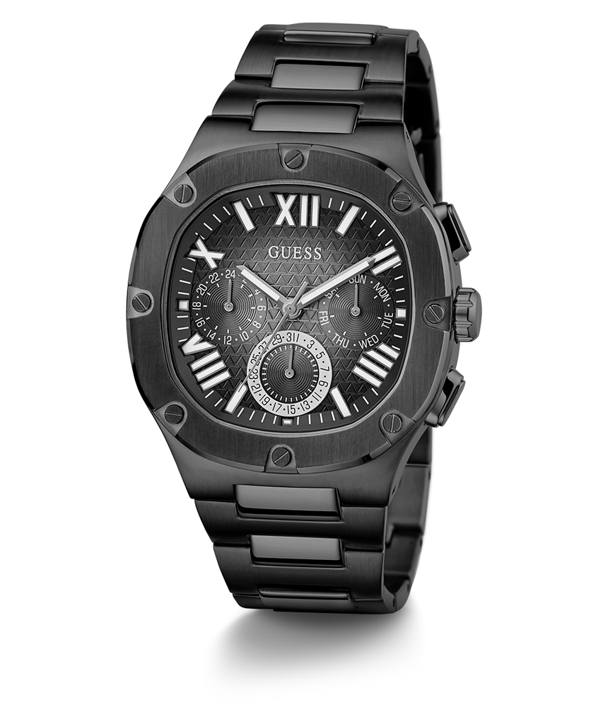 Guess Headliner Quartz Black Dial Grey Steel Strap Watch For Men - GW0572G5 Buy Now By Guess