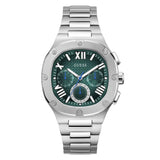 Guess Headline Quartz Green Dial Silver Steel Strap Watch For Men - GW0572G6 Buy Now By Guess