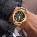 Guess Asset Quartz Green Dial Gold Steel Strap Watch For Men - GW0575G2 Buy Now By Guess