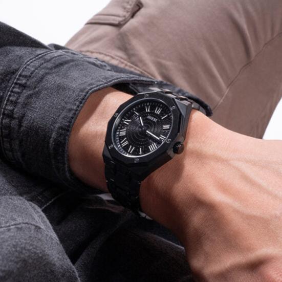Guess Asset Quartz Black Dial Black Steel Strap Watch For Men - GW0575G3 Buy Now By Guess