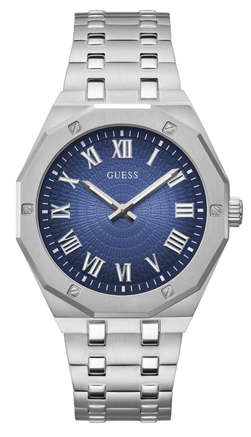 Guess Asset Quartz Blue Dial Silver Steel Strap Watch For Men - GW0575G4 Buy Now By Guess