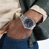 Guess Asset Quartz Blue Dial Silver Steel Strap Watch For Men - GW0575G4 Buy Now By Guess