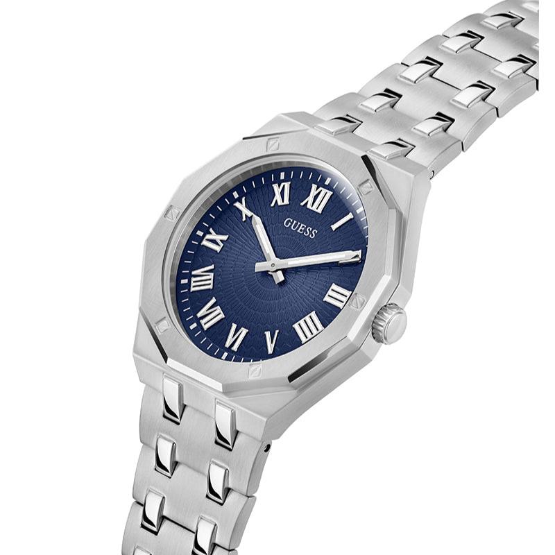 Guess Asset Quartz Blue Dial Silver Steel Strap Watch For Men - GW0575G4 Buy Now By Guess