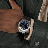 Guess Asset Quartz Blue Dial Silver Steel Strap Watch For Men - GW0575G4 Buy Now By Guess