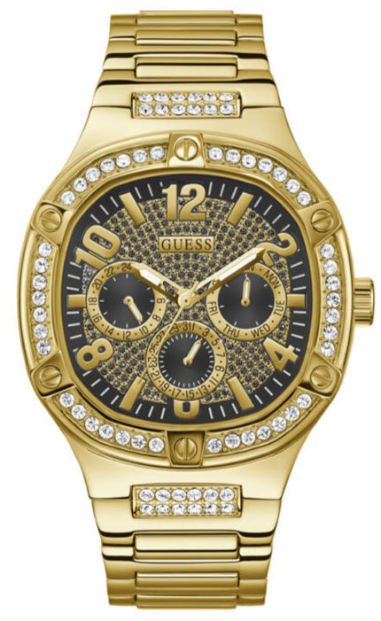 Guess Duke Glitz Crystals Gold Dial Gold Steel Strap Watch For Men - GW0576G2 Buy Now By Guess