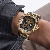 Guess Duke Glitz Crystals Gold Dial Gold Steel Strap Watch For Men - GW0576G2 Buy Now By Guess
