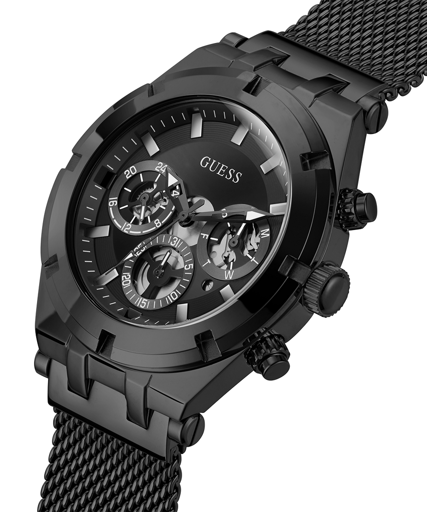 Guess Continental Chronograph Black Dial Black Mesh Strap Watch For Men - GW0582G3 Buy Now By Guess