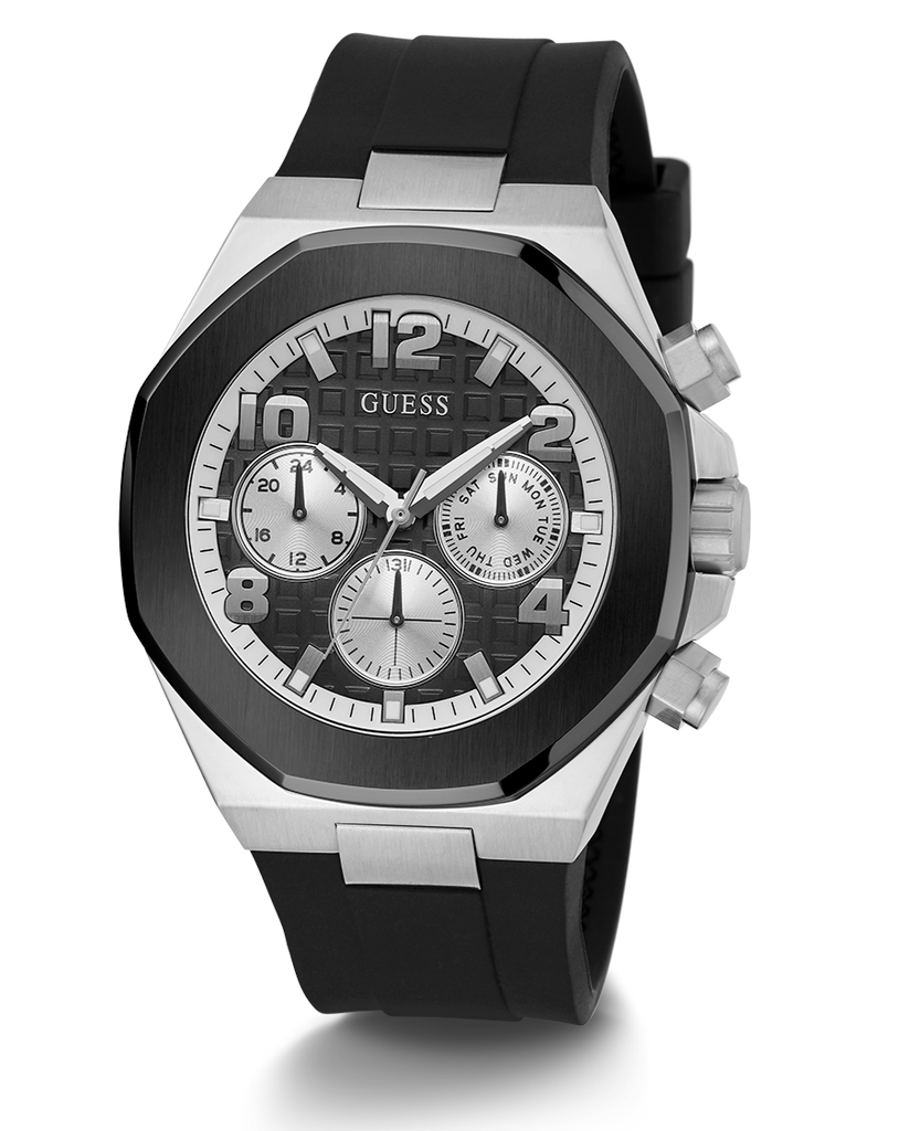 Guess Empire Chronograph Black Dial Black Silicon Strap Watch For Men - GW0583G1 Buy Now By Guess