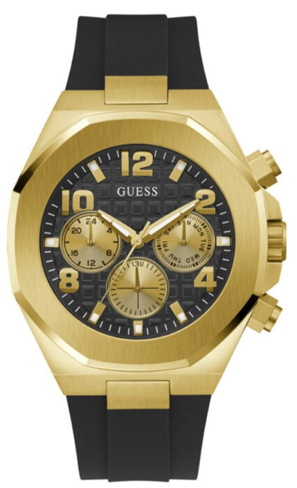 Guess Empire Chronograph Quartz Black Dial Black Silicon Strap Watch For Men - GW0583G2 Buy Now By Guess