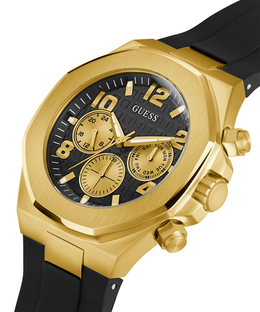 Guess Empire Chronograph Quartz Black Dial Black Silicon Strap Watch For Men - GW0583G2 Buy Now By Guess