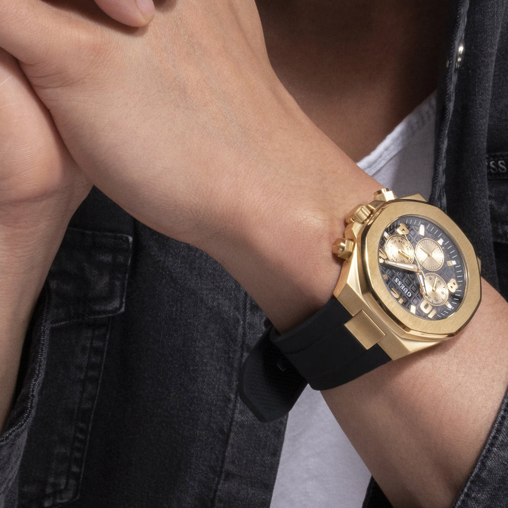 Guess Empire Chronograph Quartz Black Dial Black Silicon Strap Watch For Men - GW0583G2 Buy Now By Guess