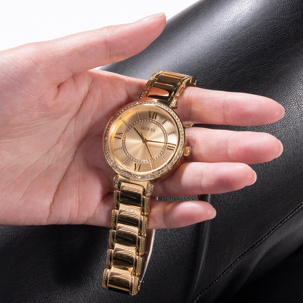 Guess Montage Quartz Gold Dial Gold Steel Strap Watch For Women - GW0588L1 Buy Now By Guess