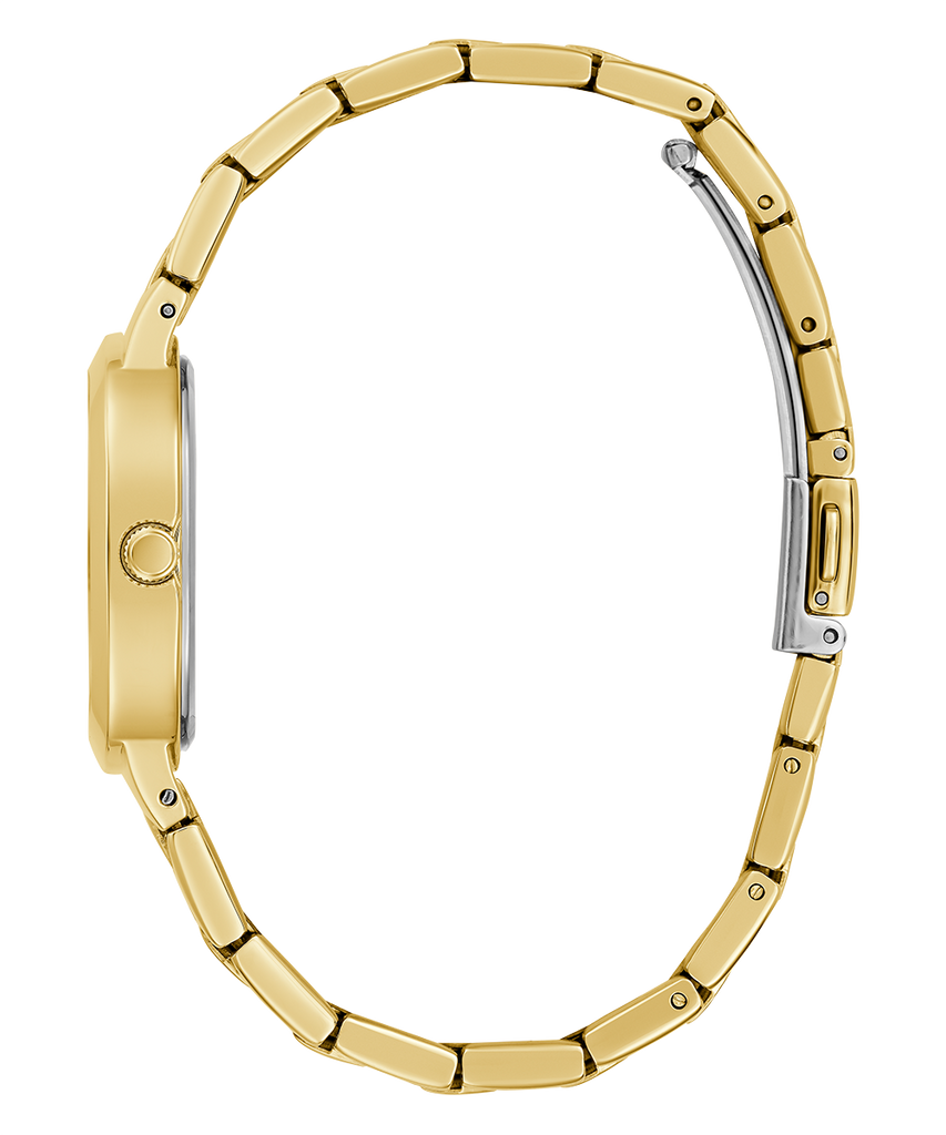 Guess Cubed Analog Gold Dial Gold Steel Strap Watch For Women - GW0606L2 Buy Now By Guess