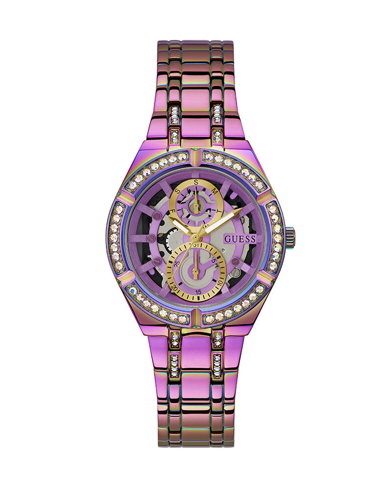 Guess Allara Quartz Purple Dial Purple Steel Strap Watch For Women - GW0604L4 Buy Now By Guess