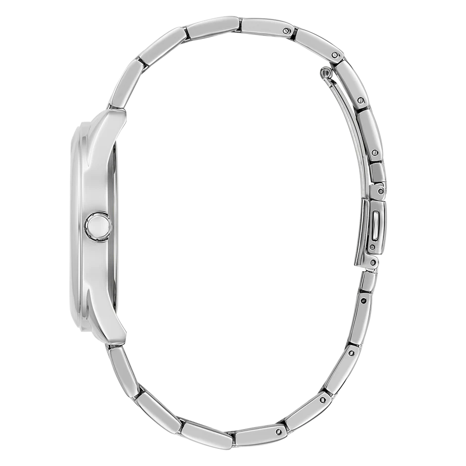 Guess Cubed Analog Silver Dial Silver Steel Strap Watch For Women - GW0606L1 Buy Now By Guess