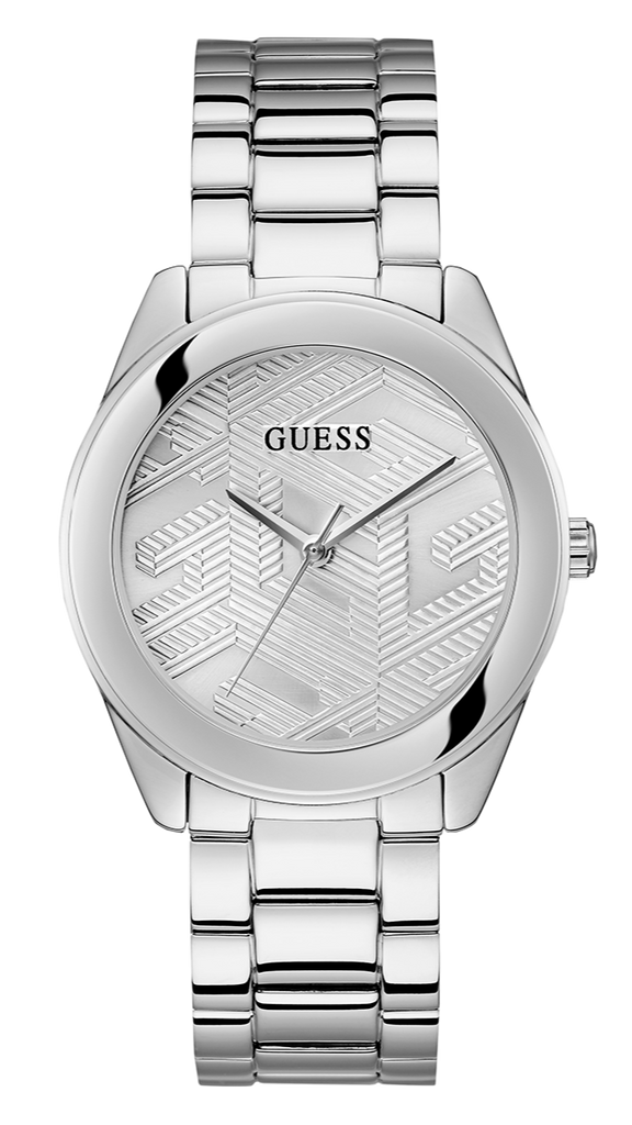 Guess Cubed Analog Silver Dial Silver Steel Strap Watch For Women - GW0606L1 Buy Now By Guess