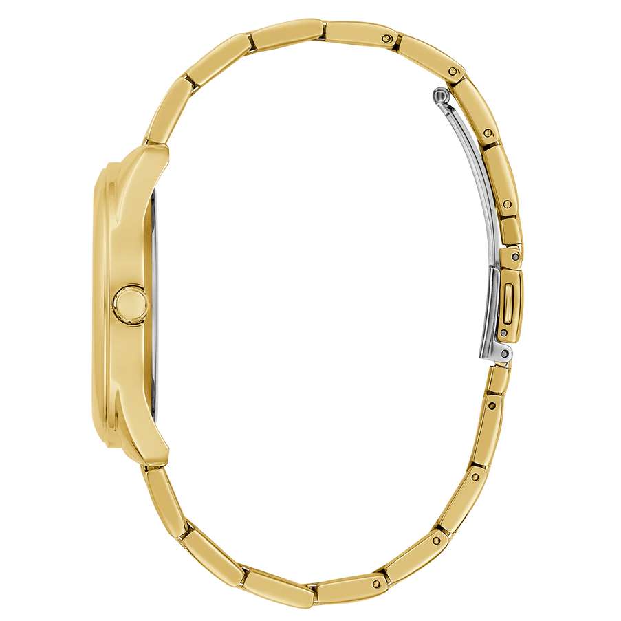 Guess Cubed Analog Gold Dial Gold Steel Strap Watch For Women - GW0606L2 Buy Now By Guess