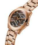 Guess Cubed Analog Black Dial Rose Gold Steel Strap Watch For Women - GW0607L3 Buy Now By Guess