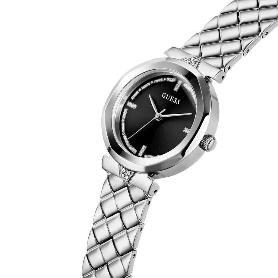 Guess Rumour Quartz Black Dial Silver Steel Strap Watch For Women - GW0613L1 Buy Now By Guess