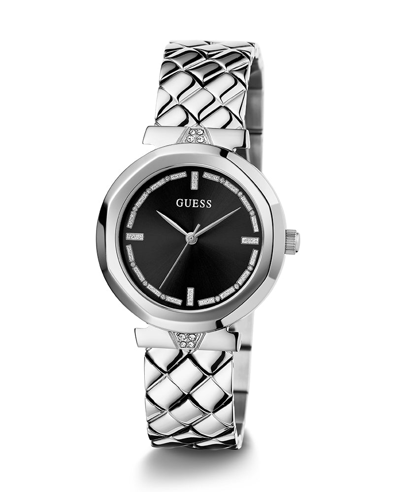 Guess Rumour Quartz Black Dial Silver Steel Strap Watch For Women - GW0613L1 Buy Now By Guess