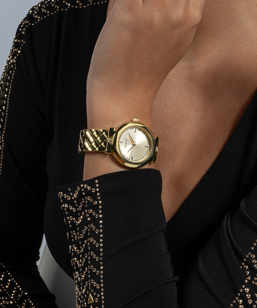 Guess Rumour Quartz Gold Dial Gold Steel Strap Watch For Women - GW0613L2 Buy Now By Guess