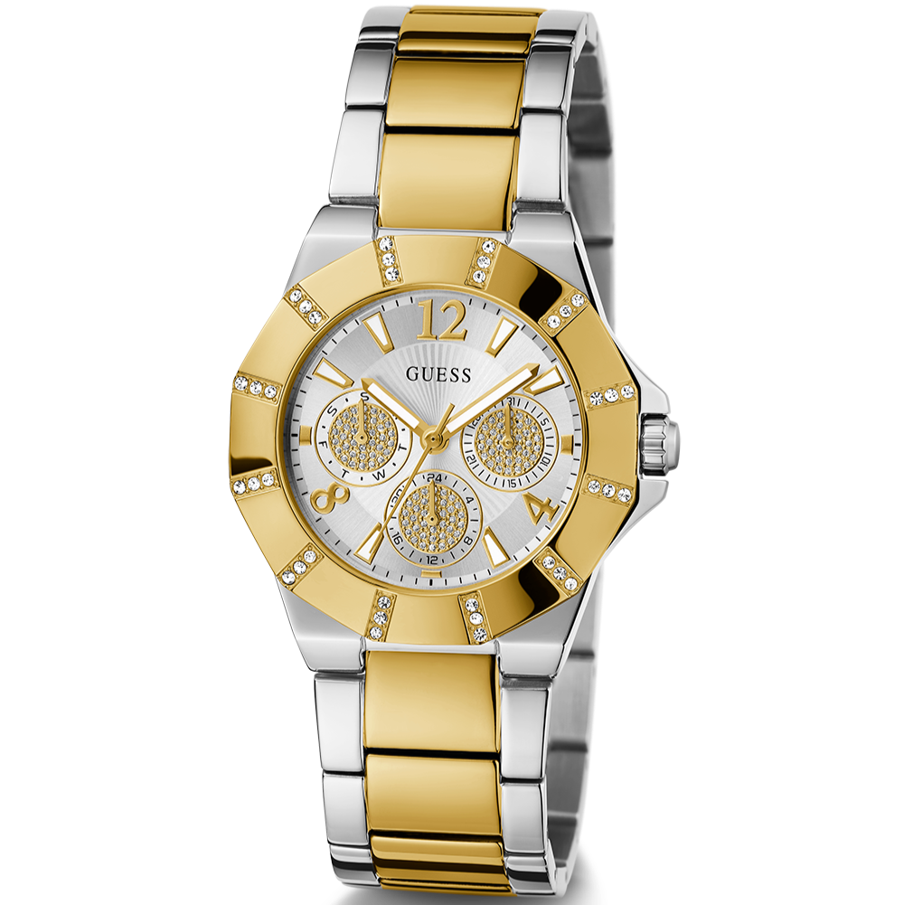 Guess Sunray Multifunction Silver Dial Two Tone Steel Strap Watch for Women - GW0616L2 Buy Now By Guess