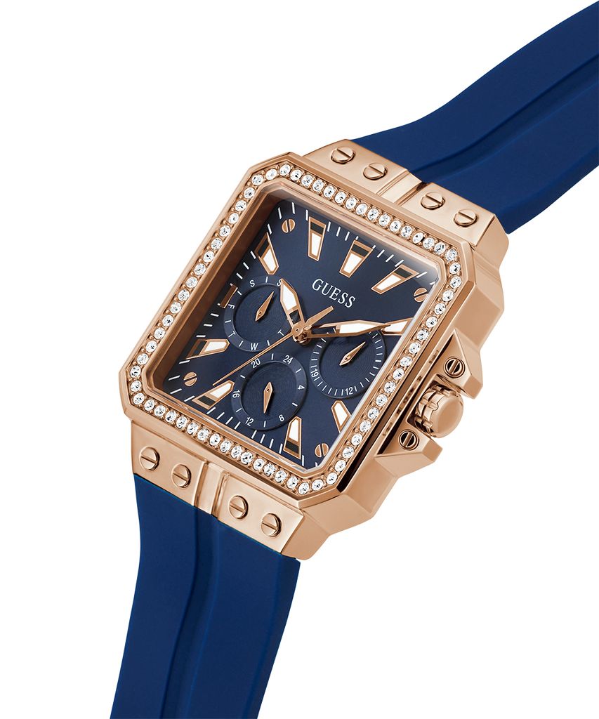 Guess Libra Crystals Blue Dial Blue Silicone Strap Watch For Women - GW0618L2 Buy Now By Guess