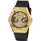 Guess Asteria Multifunction Gold Dial Black Rubber Strap Watch For Women - GW0620L2 Buy Now By Guess