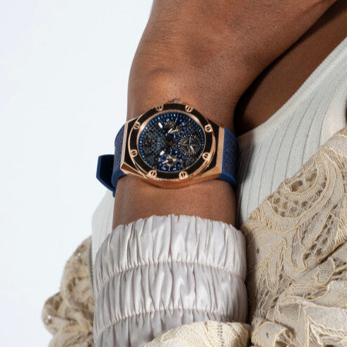 Guess Asteria Multifunction Blue Dial Blue Rubber Strap Watch For Women - GW0620L3 Buy Now By Guess