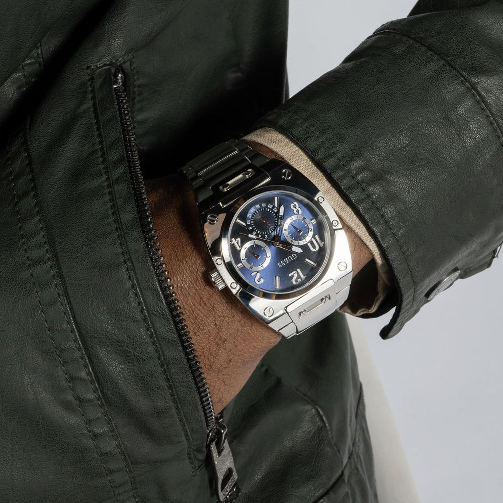 Guess Prodigy Chronograph Blue Dial Silver Steel Strap Watch For Men - GW0624G1 Buy Now By Guess