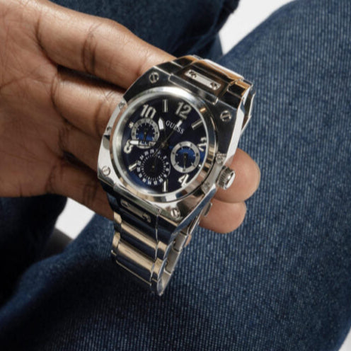 Guess Prodigy Chronograph Blue Dial Silver Steel Strap Watch For Men - GW0624G1 Buy Now By Guess