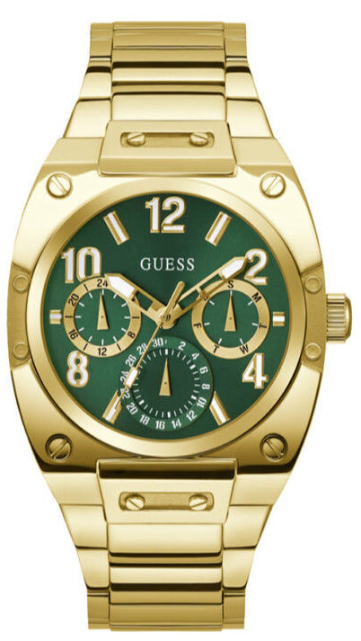 Guess Trend Analog Green Dial Gold Steel Strap Watch For Men - GW0624G2 Buy Now By Guess