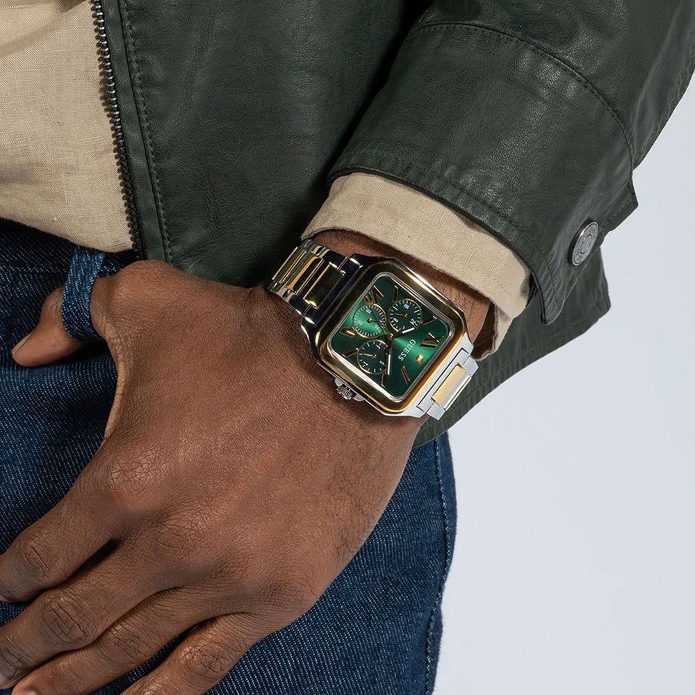 Guess Dress Chronograph Multifunction Green Dial Two Tone Steel Strap Watch For Men - GW0631G1 Buy Now By Guess