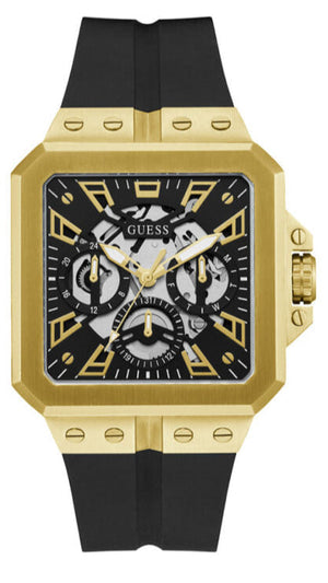 Guess Leo Multifunction Black Dial Black Silicone Strap Watch For Men - GW0637G2 Buy Now By Guess