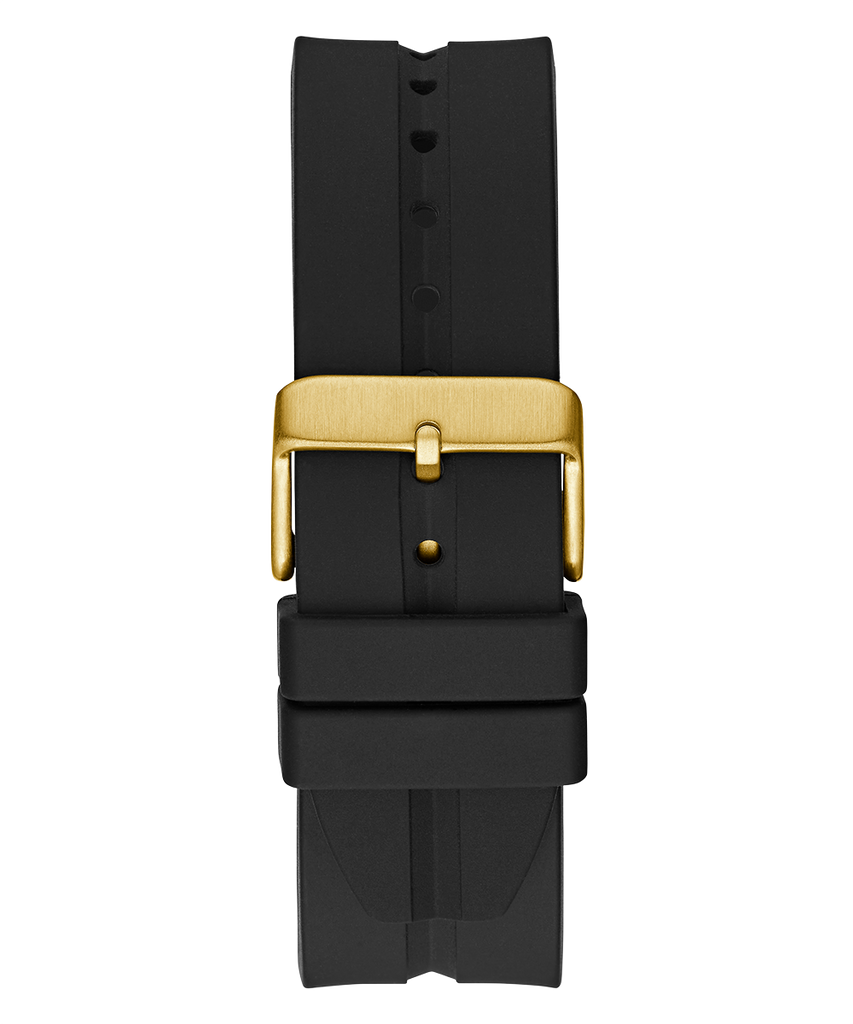 Guess King Quartz Crystals Gold Dial Black Silicone Strap Watch For Men - GW0537G2 Buy Now By Guess