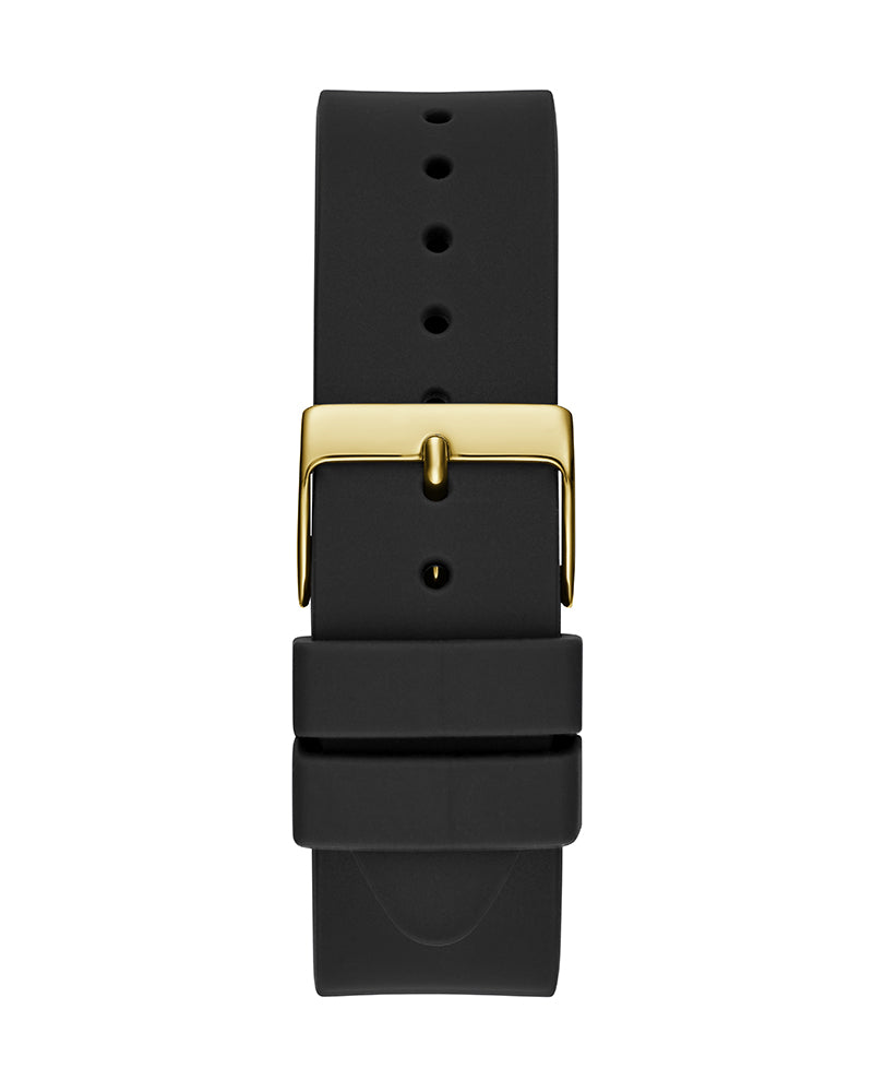 Guess Cubed Analog Gold Dial Black Silicone Strap Watch For Women - GW0665L1 Buy Now By Guess
