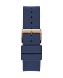 Guess Cubed Analog Rose Gold Dial Blue Leather Strap Watch For Women - GW0665L2 Buy Now By Guess