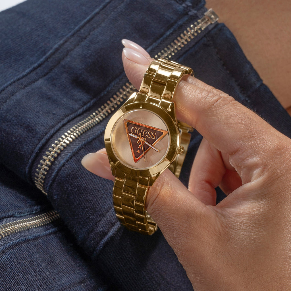 Guess Lola Quartz Gold Dial Gold Steel Strap Watch For Women - W1145L3 Buy Now By Guess