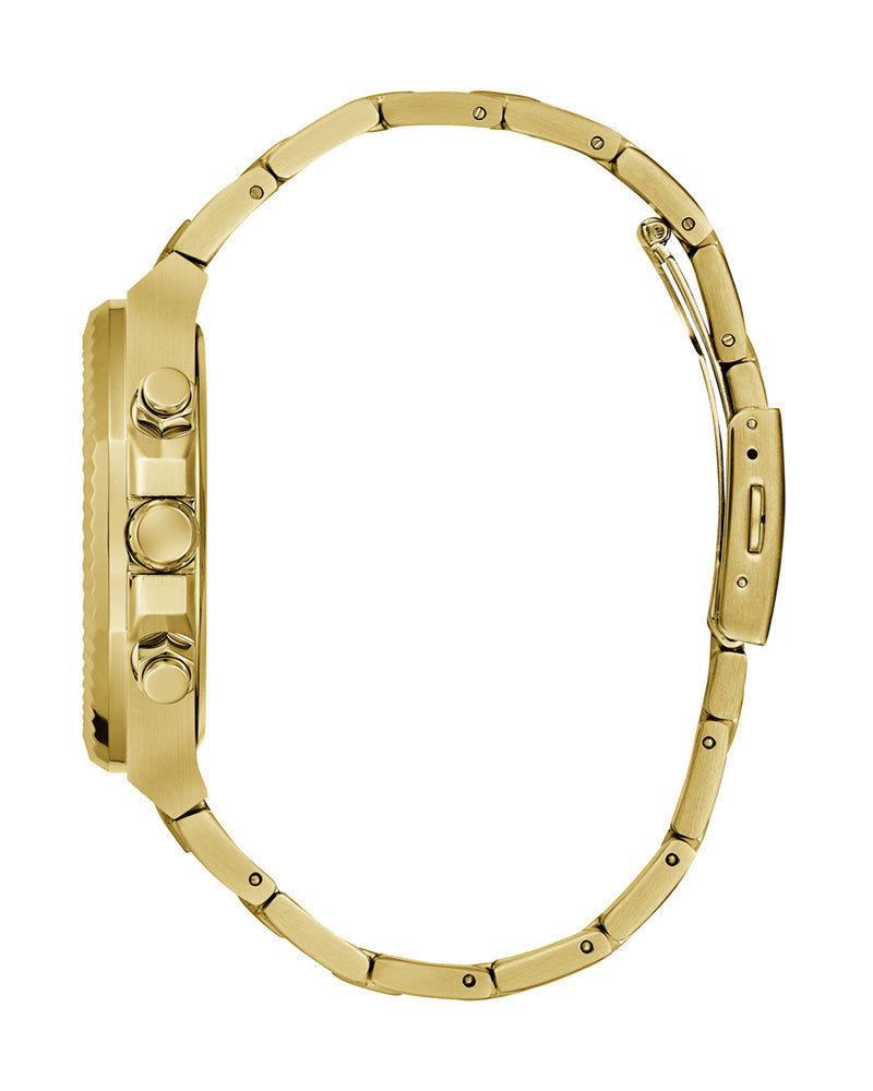 Guess Equity Analog Green Dial Gold Steel Strap Watch For Men - GW0703G2 Buy Now By Guess