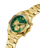 Guess Equity Analog Green Dial Gold Steel Strap Watch For Men - GW0703G2 Buy Now By Guess