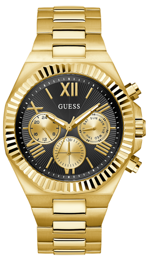 Guess Equity Multifunction Black Dial Gold Steel Strap Watch For Men - GW0703G5 Buy Now By Guess