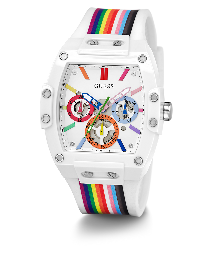 Guess Phoenix Analog White Dial White Silicone Strap Watch for Men - GW0720G1 Buy Now By Guess